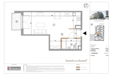 Rzut - Mieszkanie na sprzedaż 1 pokój o powierzchni 36,99 m² - numer A5/1 w 5th Avenue Apartments