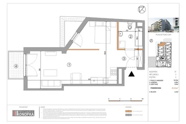 Rzut - Mieszkanie na sprzedaż 1 pokój o powierzchni 43,03 m² - numer A5/4 w 5th Avenue Apartments