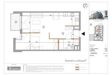 Rzut - Mieszkanie na sprzedaż 1 pokój o powierzchni 46,59 m² - numer A5/2 w 5th Avenue Apartments