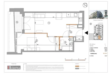Rzut - Mieszkanie na sprzedaż 2 pokoje o powierzchni 48,2 m² - numer A5/11 w 5th Avenue Apartments