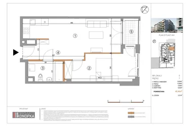 Rzut - Mieszkanie na sprzedaż 2 pokoje o powierzchni 45,46 m² - numer A7/5 w 5th Avenue Apartments