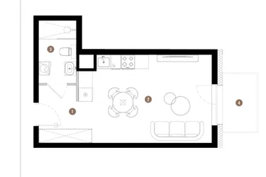Rzut - Mieszkanie na sprzedaż 1 pokój o powierzchni 30,17 m² - numer C2.00.02 w Apartamenty Reytana