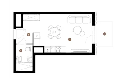 Rzut - Mieszkanie na sprzedaż 1 pokój o powierzchni 29,24 m² - numer C3.00.07 w Apartamenty Reytana