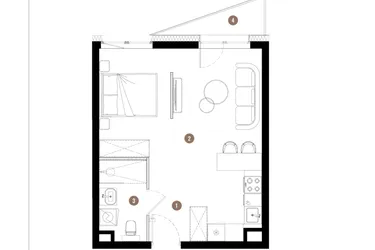 Rzut - Mieszkanie na sprzedaż 1 pokój o powierzchni 36,33 m² - numer C2.01.13 w Apartamenty Reytana