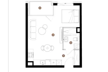 Rzut - Mieszkanie na sprzedaż 1 pokój o powierzchni 33,46 m² - numer C2.01.12 w Apartamenty Reytana