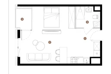 Rzut - Mieszkanie na sprzedaż 1 pokój o powierzchni 36,28 m² - numer C3.02.12 w Apartamenty Reytana