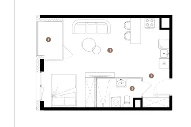Rzut - Mieszkanie na sprzedaż 1 pokój o powierzchni 36,26 m² - numer C2.03.21 w Apartamenty Reytana
