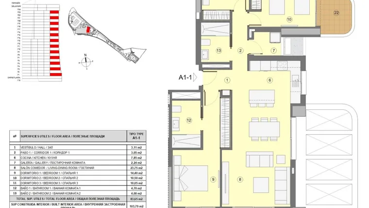 Rzut - Mieszkanie na sprzedaż 4 pokoje o powierzchni 103 m² - numer 2 w Eagle Apartments 3