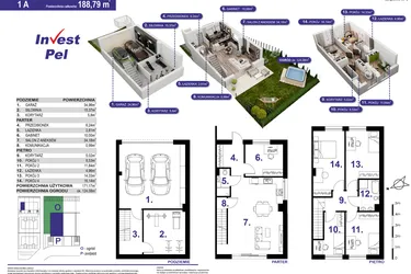 Rzut - Dom na sprzedaż 6 pokoi o powierzchni 188,79 m² - numer 1A w Villa Park Gdańsk etap III