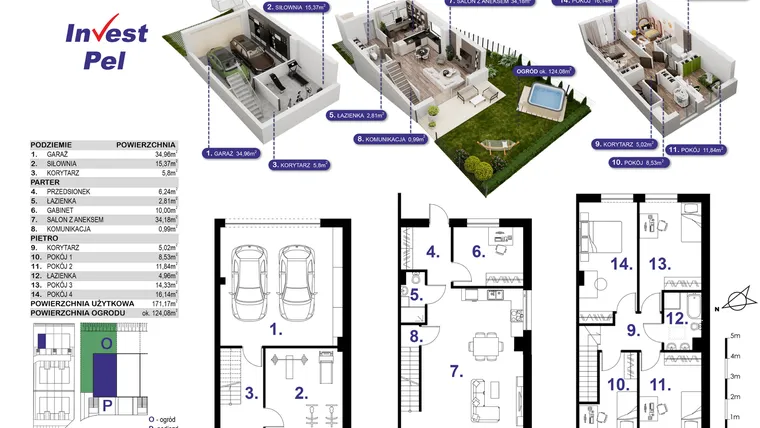 Rzut - Dom na sprzedaż 6 pokoi o powierzchni 188,79 m² - numer 1A w Villa Park Gdańsk etap III