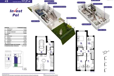 Rzut - Dom na sprzedaż 5 pokoi o powierzchni 117,27 m² - numer 4B w Villa Park Gdańsk etap III