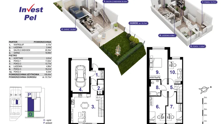 Rzut - Dom na sprzedaż 5 pokoi o powierzchni 117,27 m² - numer 4B w Villa Park Gdańsk etap III