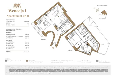 Rzut - Mieszkanie na sprzedaż 3 pokoje o powierzchni 122,55 m² - numer 11 w Wenecja 1