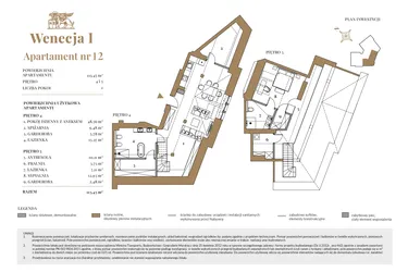 Rzut - Mieszkanie na sprzedaż 2 pokoje o powierzchni 108,61 m² - numer 12 w Wenecja 1