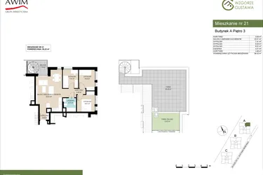 Rzut - Mieszkanie na sprzedaż 4 pokoje o powierzchni 59,32 m² - numer A21 w Wzgórze Gustawa