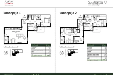 Rzut - Mieszkanie na sprzedaż 3 pokoje o powierzchni 76,57 m² - numer M6 w Szaflarska 9