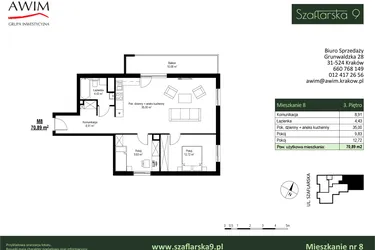 Rzut - Mieszkanie na sprzedaż 4 pokoje o powierzchni 154,38 m² - numer M8 w Szaflarska 9