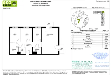 Rzut - Mieszkanie na sprzedaż 4 pokoje o powierzchni 81,89 m² - numer C67 w Jasielska 8C