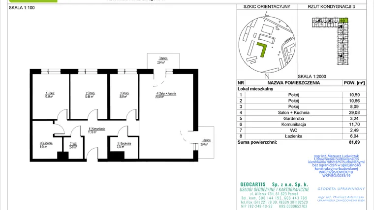 Rzut - Mieszkanie na sprzedaż 4 pokoje o powierzchni 81,89 m² - numer C67 w Jasielska 8C