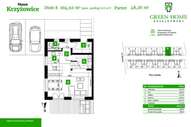 Rzut - Dom na sprzedaż 5 pokoi o powierzchni 104,92 m² - numer 8 w Nowe Krzyżowice II
