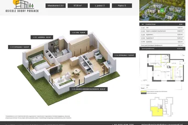 Rzut - Mieszkanie na sprzedaż 3 pokoje o powierzchni 67,19 m² - numer C.0.1 w Dobry Poranek