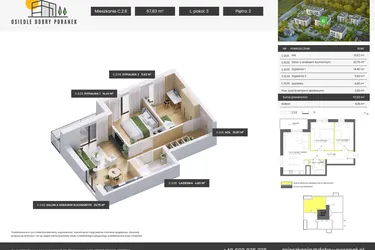 Rzut - Mieszkanie na sprzedaż 3 pokoje o powierzchni 67,83 m² - numer C.2.8 w Dobry Poranek