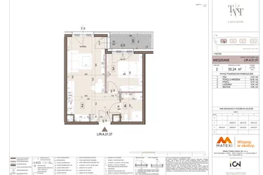 Rzut - Mieszkanie na sprzedaż 2 pokoje o powierzchni 35,24 m² - numer A.01.07 w Takt Lirników