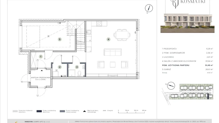 Rzut - Dom na sprzedaż 5 pokoi o powierzchni 159,96 m² - numer 9.B w Oaza Kosmatki