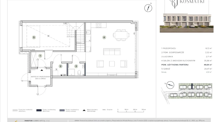 Rzut - Dom na sprzedaż 5 pokoi o powierzchni 155,88 m² - numer 15.B w Oaza Kosmatki