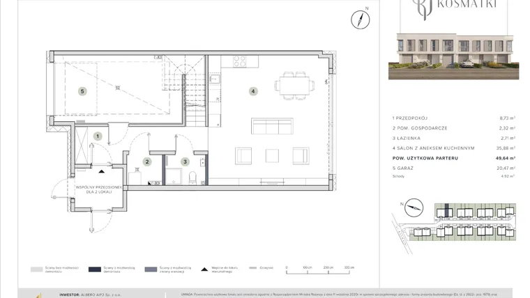 Rzut - Dom na sprzedaż 5 pokoi o powierzchni 155,88 m² - numer 17.B w Oaza Kosmatki