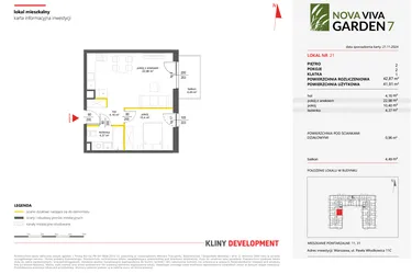 Rzut - Mieszkanie na sprzedaż 2 pokoje o powierzchni 41,91 m² - numer 21 w Nova Viva Garden 7