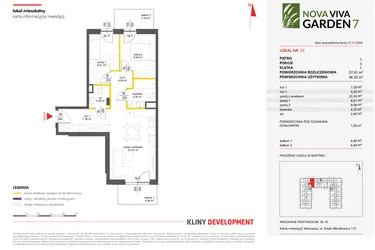 Rzut - Mieszkanie na sprzedaż 3 pokoje o powierzchni 56,32 m² - numer 20 w Nova Viva Garden 7