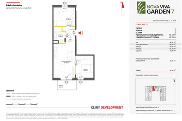 Rzut - Mieszkanie na sprzedaż 3 pokoje o powierzchni 49,25 m² - numer 52 w Nova Viva Garden 7