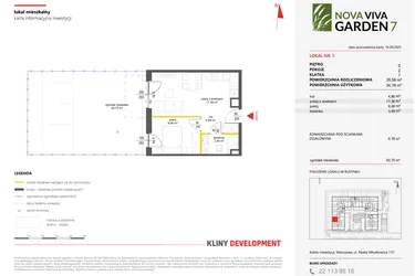Rzut - Mieszkanie na sprzedaż 2 pokoje o powierzchni 34,78 m² - numer 5 w Nova Viva Garden 7