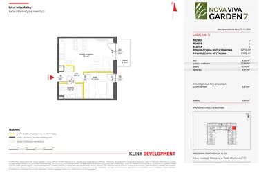 Rzut - Mieszkanie na sprzedaż 2 pokoje o powierzchni 41,22 m² - numer 72 w Nova Viva Garden 7