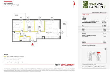 Rzut - Mieszkanie na sprzedaż 4 pokoje o powierzchni 64,27 m² - numer 81 w Nova Viva Garden 7