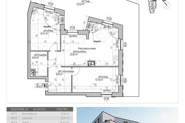Rzut - Mieszkanie na sprzedaż 3 pokoje o powierzchni 65,56 m² - numer 7 w Aleja