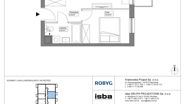 Rzut - Mieszkanie na sprzedaż 2 pokoje o powierzchni 38,87 m² - numer KR8/B/1/5 w Apartamenty Krakowska etap VIII