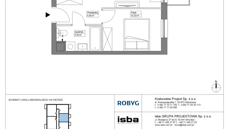 Rzut - Mieszkanie na sprzedaż 2 pokoje o powierzchni 38,92 m² - numer KR8/B/2/4 w Apartamenty Krakowska etap VIII