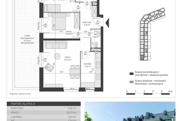 Rzut - Mieszkanie na sprzedaż 3 pokoje o powierzchni 72,67 m² - numer 88 w Ignatki Forest etap II