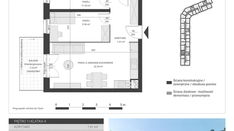 Rzut - Mieszkanie na sprzedaż 3 pokoje o powierzchni 55,11 m² - numer 99 w Ignatki Forest etap II