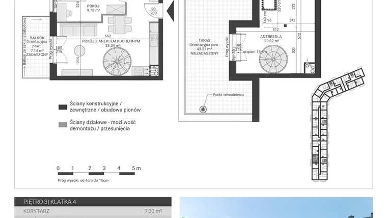 Rzut - Mieszkanie na sprzedaż 3 pokoje o powierzchni 75,14 m² - numer 117 w Ignatki Forest etap II