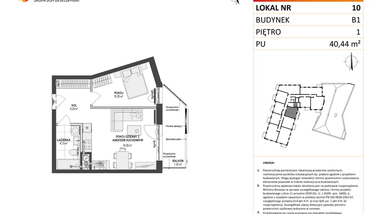 Rzut - Mieszkanie na sprzedaż 2 pokoje o powierzchni 40,44 m² - numer 10 w Leśna Góra