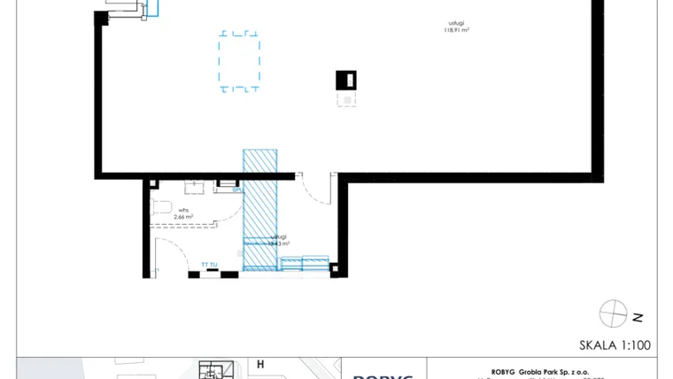 Rzut - Lokal użytkowy na sprzedaż 1 pokój o powierzchni 137,26 m² - numer G.0U01 w Nadmotławie Apartments