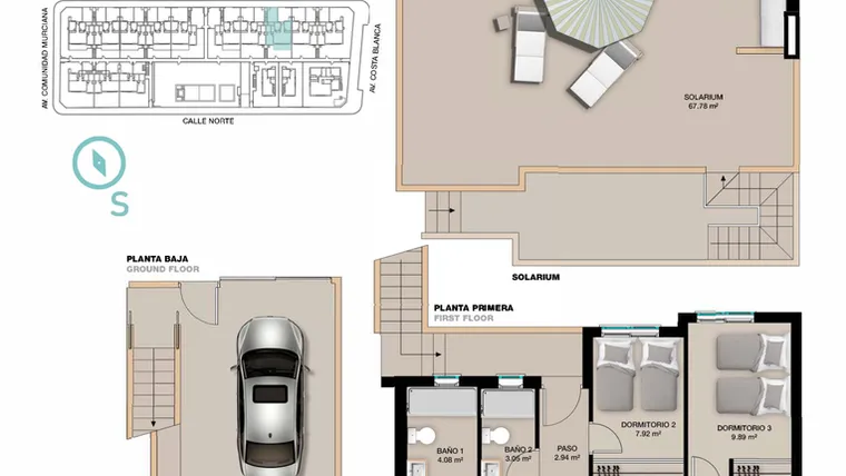 Rzut - Mieszkanie na sprzedaż 3 pokoje o powierzchni 78 m² - numer 117A w Apartamenty w Pilar de la Horadada -  37538395
