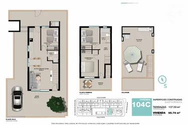 Rzut - Mieszkanie na sprzedaż 4 pokoje o powierzchni 133 m² - numer 104C w Apartamenty w Pilar de la Horadada -  37538395