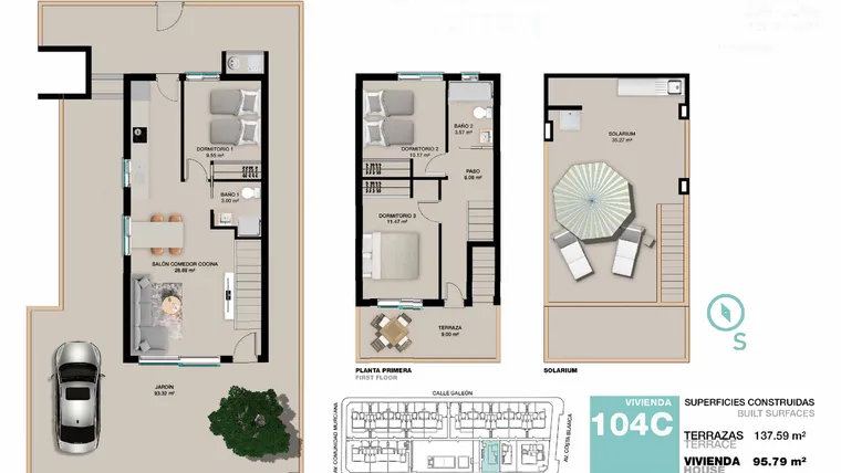 Rzut - Mieszkanie na sprzedaż 4 pokoje o powierzchni 133 m² - numer 104C w Apartamenty w Pilar de la Horadada -  37538395