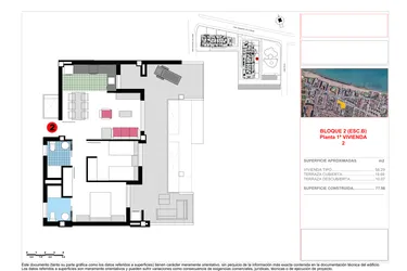 Rzut - Mieszkanie na sprzedaż 2 pokoje o powierzchni 77,98 m² - numer 1.1.2 w Apartamenty w Denia - 14869890