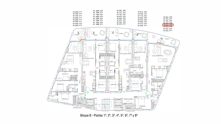 Rzut - Mieszkanie na sprzedaż 3 pokoje o powierzchni 114,94 m² - numer 1-N w Apartamenty w La Manga del Mar Menor - 98899735