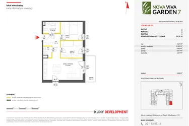 Rzut - Mieszkanie na sprzedaż 3 pokoje o powierzchni 54,08 m² - numer 86 w Nova Viva Garden 7